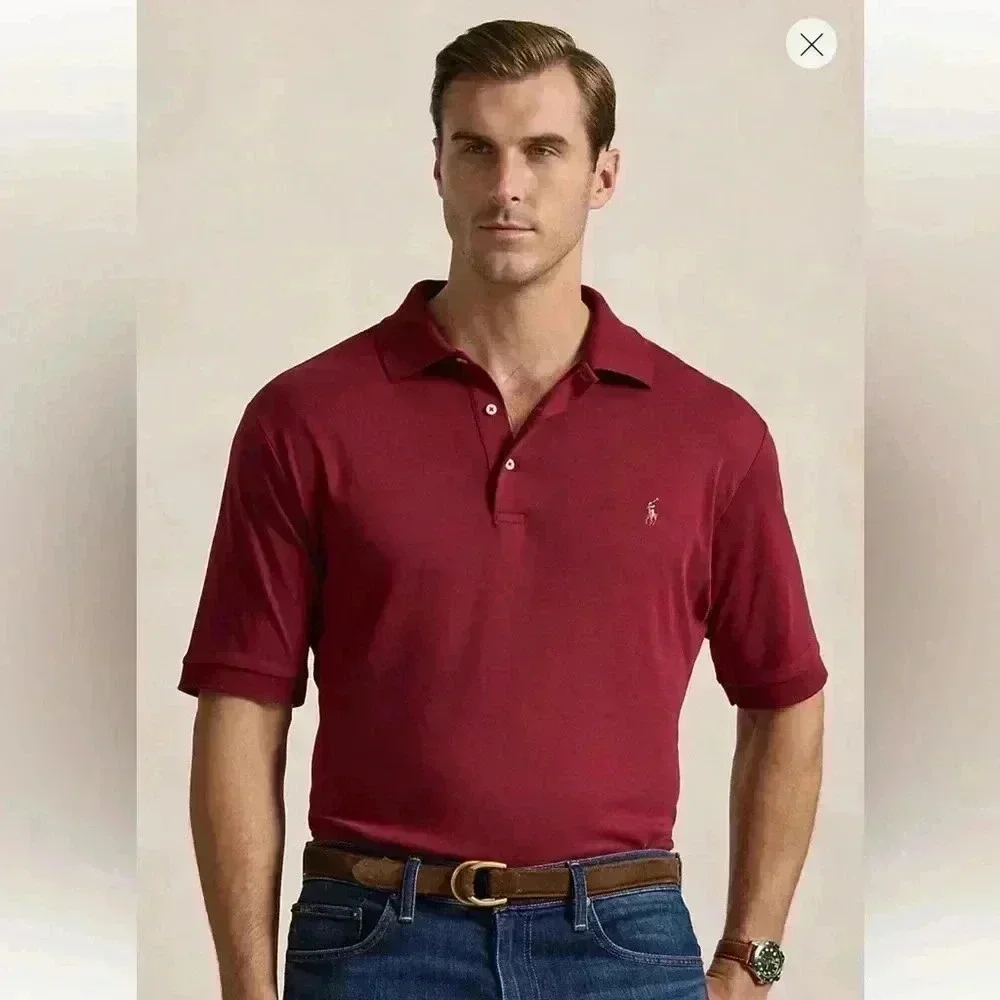 Ralph Lauren Soft Cotton Polo Classic Fit Shirt- Red Burgundy- Size Medium